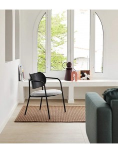 TEULAT BUTACA ECLIPSE DE DISEÑO, madera NEGRO y tela GRIS 2