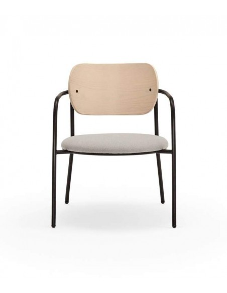 TEULAT BUTACA ECLIPSE DE DISEÑO madera NATURAL y tela GRIS