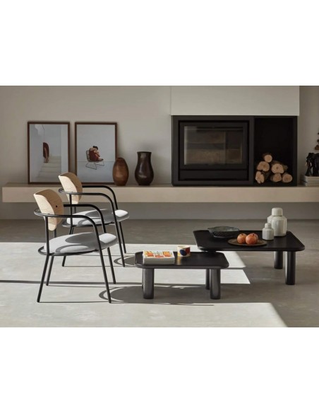 POLTRONA TEULAT ECLIPSE DESIGN madeira NATURAL e tecido CINZA