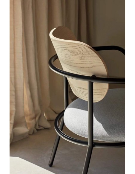 TEULAT BUTACA ECLIPSE DE DISEÑO madera NATURAL y tela GRIS