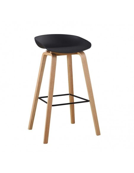 Taburete nordico para cocina Kawa, resina, madera