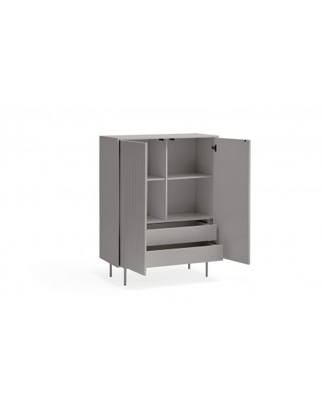 Teulat Aparador alto de diseño SIERRA 130 x 97, lacado en gris claro.