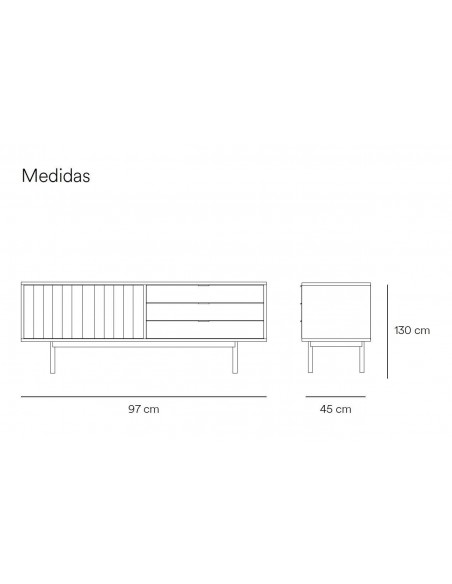 TEULAT Mueble TV Sierra 140x40, Blanco y Roble.