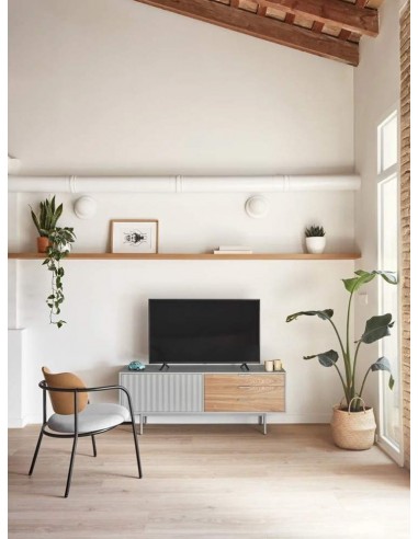 Móvel TV TEULAT Sierra 140x40, Branco e Carvalho.