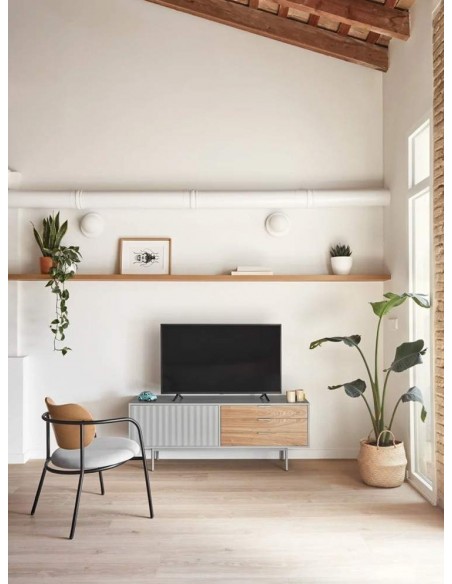 Móvel TV TEULAT Sierra 140x40, Branco e Carvalho.