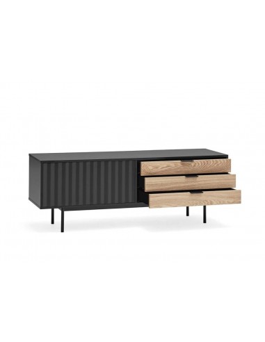 TEULAT Mueble TV Sierra 140x40, NEGRO y ROBLE.