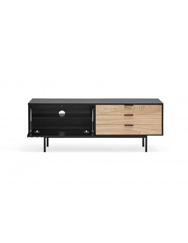TEULAT Mueble TV Sierra 140x40, NEGRO y ROBLE.