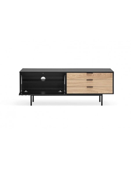 TEULAT Mueble TV Sierra 140x40, NEGRO y ROBLE.
