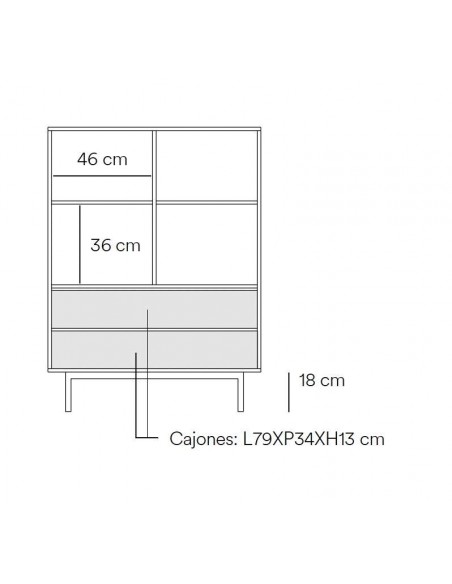 Teulat Aparador alto de diseño SIERRA lacado en blanco.