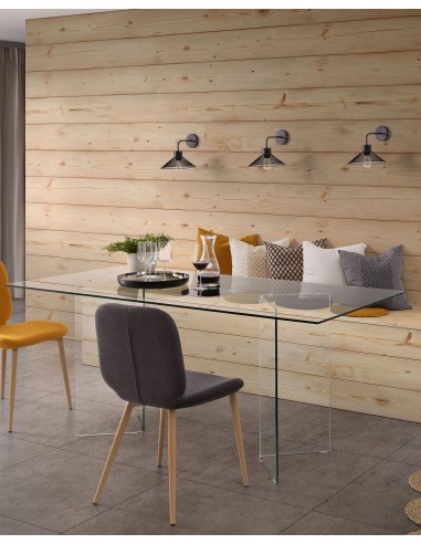 Mesa De sala de Jantar Otis Burano 180x90 Vidro Transparente