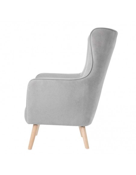 Poltrona design MUNICH em tecido mostarda, pié em madeira.