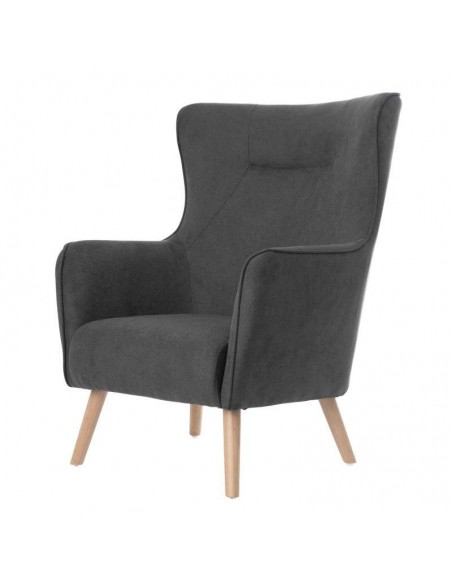 Poltrona design MUNICH em tecido mostarda, pié em madeira.