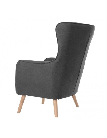 Poltrona design MUNICH em tecido mostarda, pié em madeira.