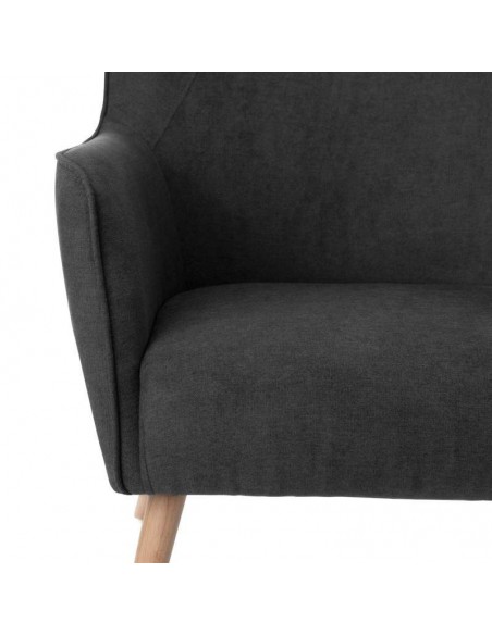 Poltrona design MUNICH em tecido mostarda, pié em madeira.