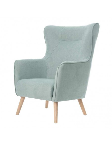 Poltrona design MUNICH em tecido mostarda, pié em madeira.