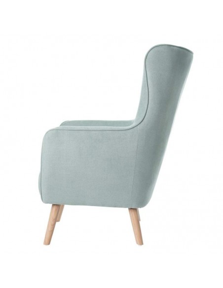 Poltrona design MUNICH em tecido mostarda, pié em madeira.