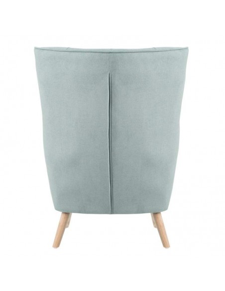 Poltrona design MUNICH em tecido mostarda, pié em madeira.