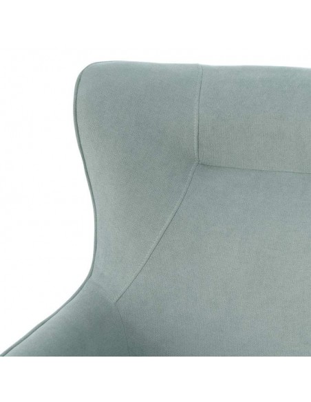 Poltrona design MUNICH em tecido mostarda, pié em madeira.