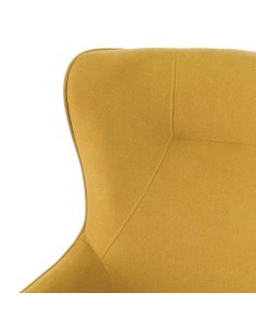 Poltrona design MUNICH em tecido mostarda, pié em madeira. 2