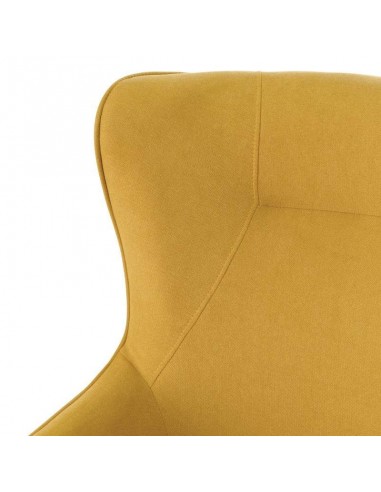 Poltrona design MUNICH em tecido mostarda, pié...