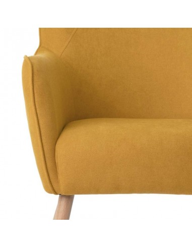 Poltrona design MUNICH em tecido mostarda, pié...