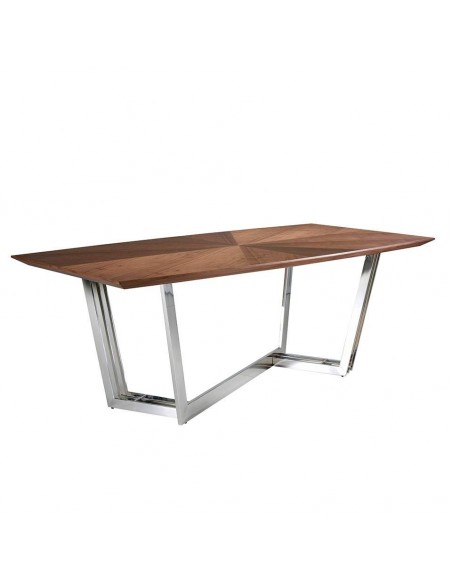 Angel Cerdá 1097, mesa comedor 220 x 110, madera Nogal y acero cromado.