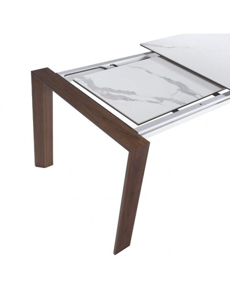 Angel Cerdá 1095, mesa extensível 180/235 x 90 cm. Porcelana e madeira de nogueira