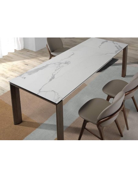 Angel Cerdá 1095, mesa extensível 180/235 x 90 cm. Porcelana e madeira de nogueira