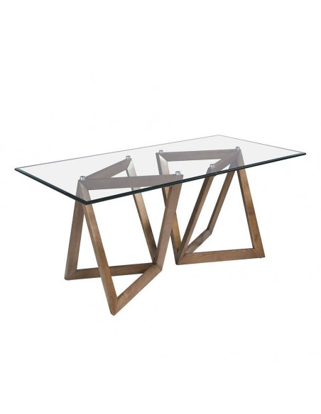 Angel Cerdá mesa 1102 de comedor ,180 X 90 cm, madera Nogal y cristal
