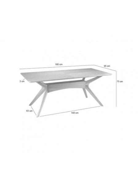 MESA DE COMEDOR COLONIAL HELGA 180x95, Madera terminada NOGAL
