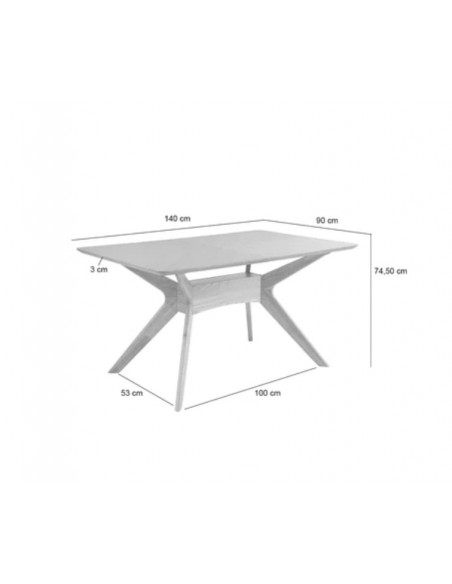 MESA COLONIAL HELGA 140x90,COLOR ROBLE