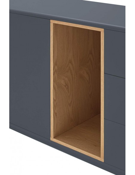 Aparador de design TEULAT CORVO 140x40, ANTRACITE CINZA.