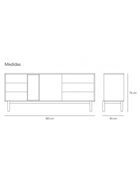 TEULAT APARADOR CORVO 180x40, GRIS ANTRACITA