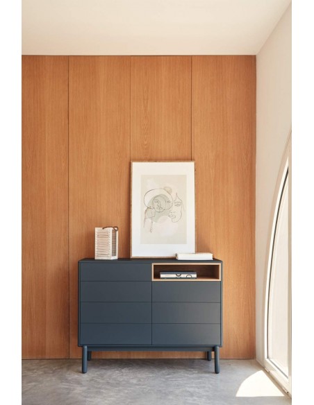 TEULAT CÓMODA CORVO 120x40, 7 CAJONES, GRIS ANTRACITA