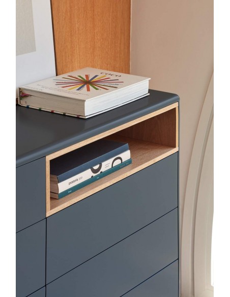 TEULAT CÓMODA CORVO 120x40, 7 CAJONES, GRIS ANTRACITA