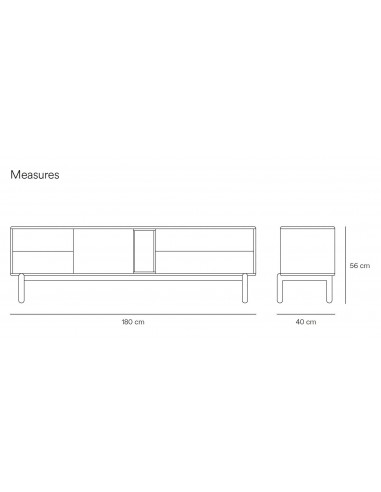 TEULAT MUEBLE TV CORVO 180x40, GRIS ANTRACITA