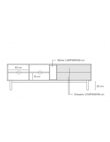 MESA DE TV TEULAT CORVO 180x40, COR CINZA...