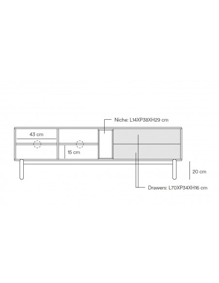 ARMÁRIO DE TV TEULAT CORVO 180x40, COR CINZA PÉROLA