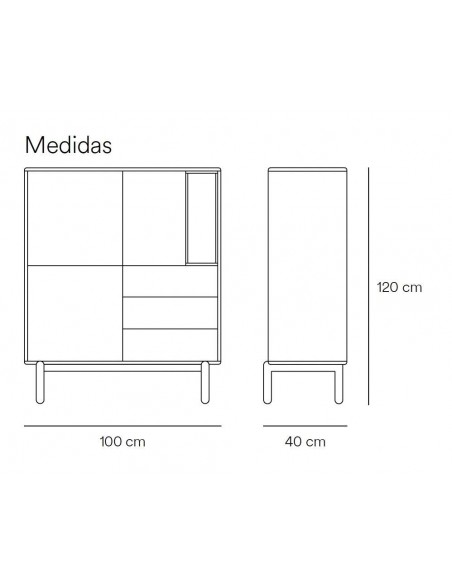 TEULAT MUEBLE AUXILIAR CORVO 100X40, COLOR CREMA