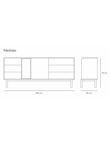 TEULAT APARADOR CORVO 180X40, COLOR CREMA