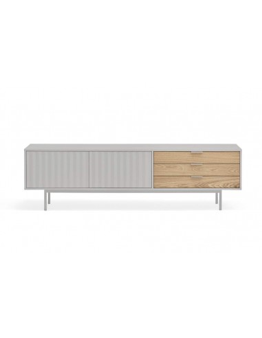 TEULAT Mueble TV Sierra 180x40, GRIS CLARO y ROBLE