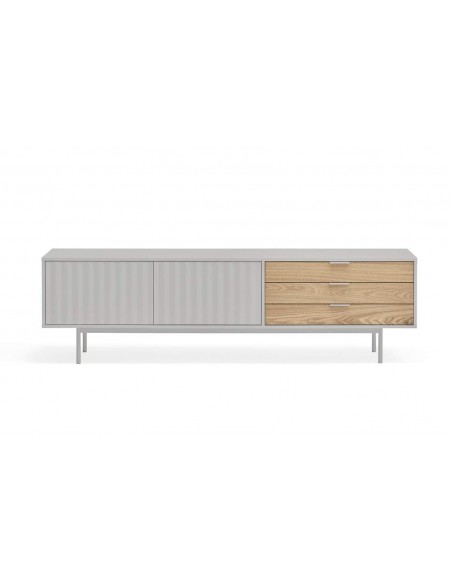 TEULAT Mueble TV Sierra 180x40, GRIS CLARO y ROBLE