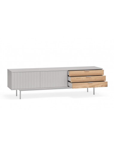 TEULAT Mueble TV Sierra 180x40, GRIS CLARO y ROBLE