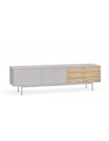 TEULAT Mueble TV Sierra 180x40, GRIS CLARO y ROBLE