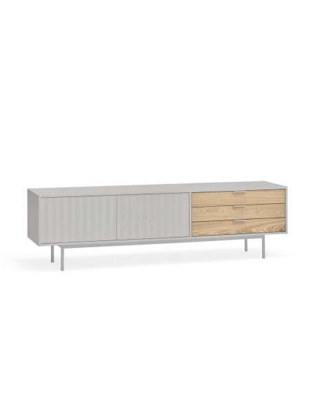 TEULAT Mueble TV Sierra 180x40, GRIS CLARO y ROBLE