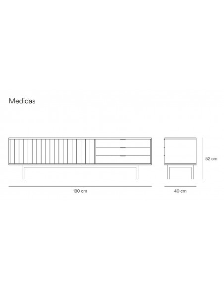 TEULAT Mueble TV Sierra 180x40, GRIS CLARO y ROBLE
