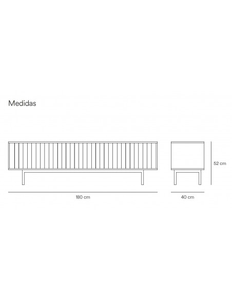 TEULAT gabinete TV SIERRA 180x40, minimalista lacado a branco.