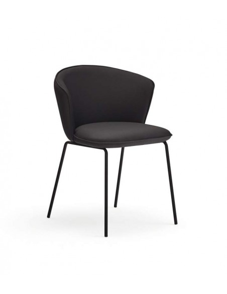 TEULAT SILLA de diseño ADD, PU NEGRO, metal negro