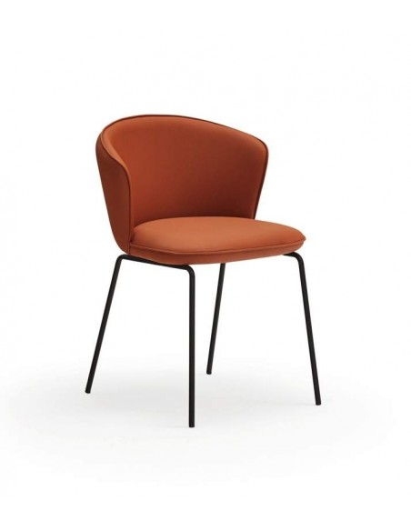 TEULAT SILLA de diseño ADD, PU TERRACOTA, metal negro