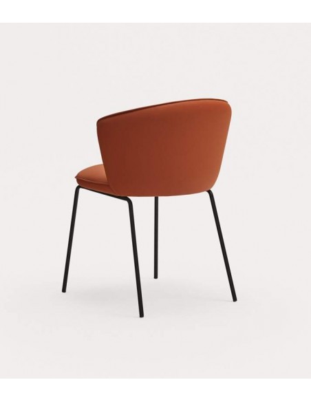 TEULAT SILLA de diseño ADD, PU TERRACOTA, metal negro